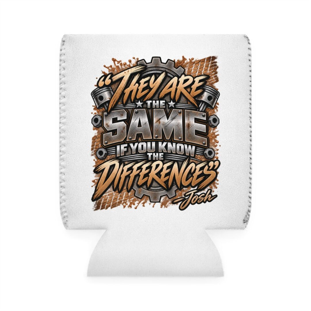 Can Cooler - White Neoprene - 'They Are the Same If You Know the Differences'